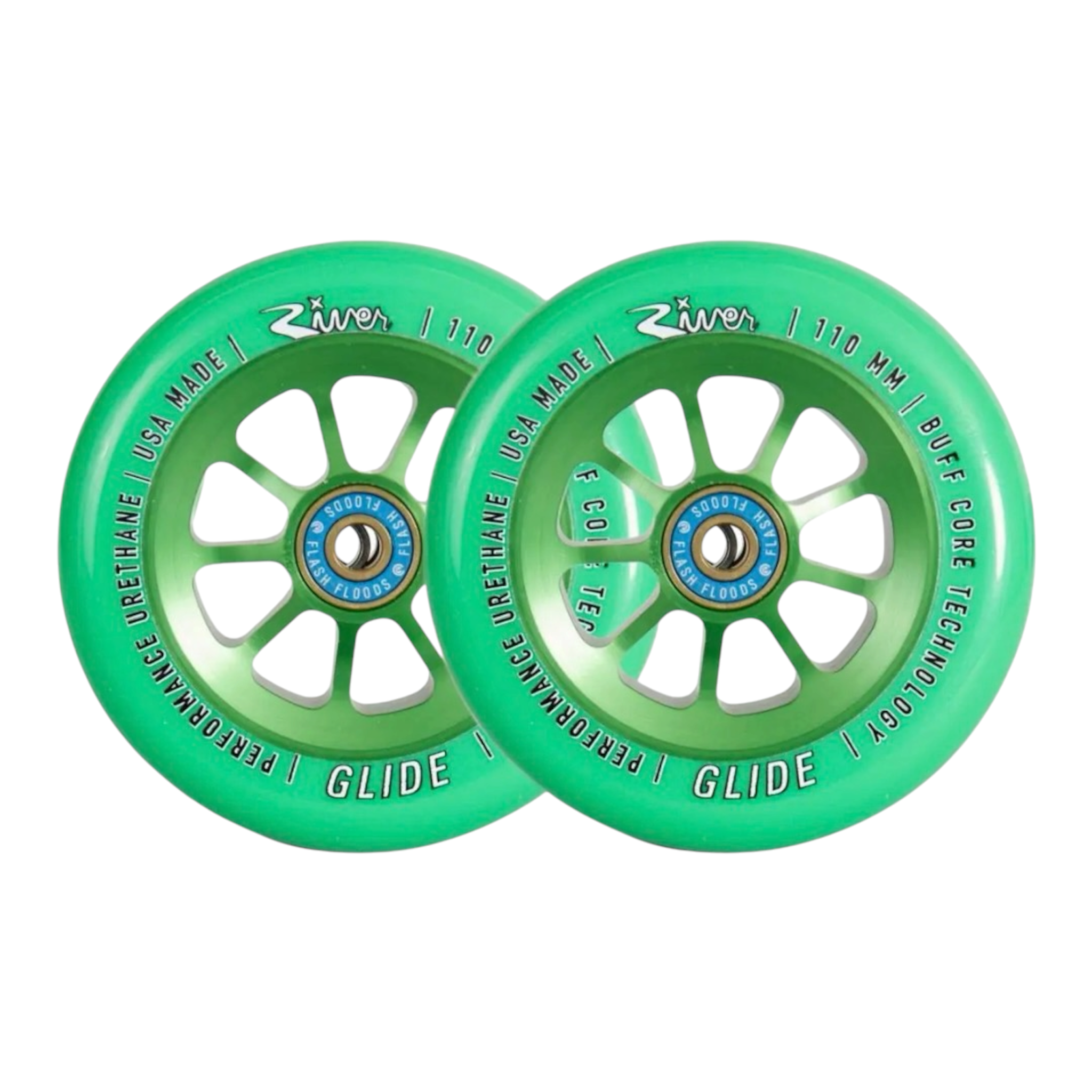 Roues River naturals glide 110mm vert X2