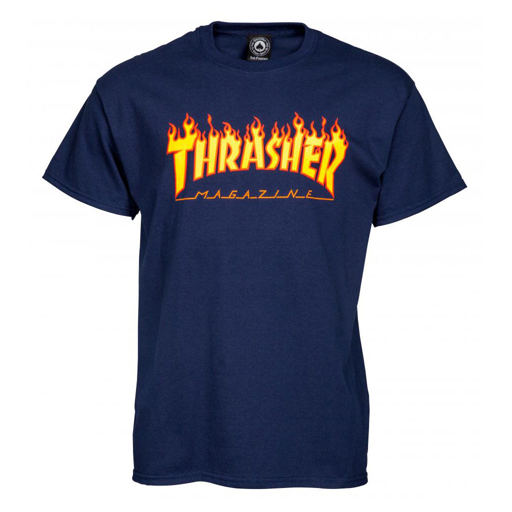 T-shirt Thrasher Flame logo bleu