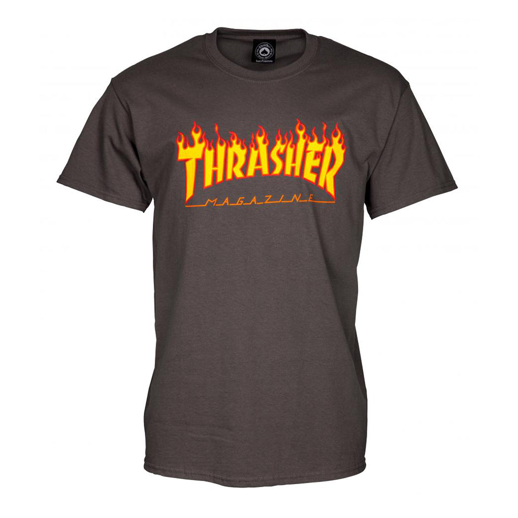 T-shirt Thrasher Flame logo gris foncé