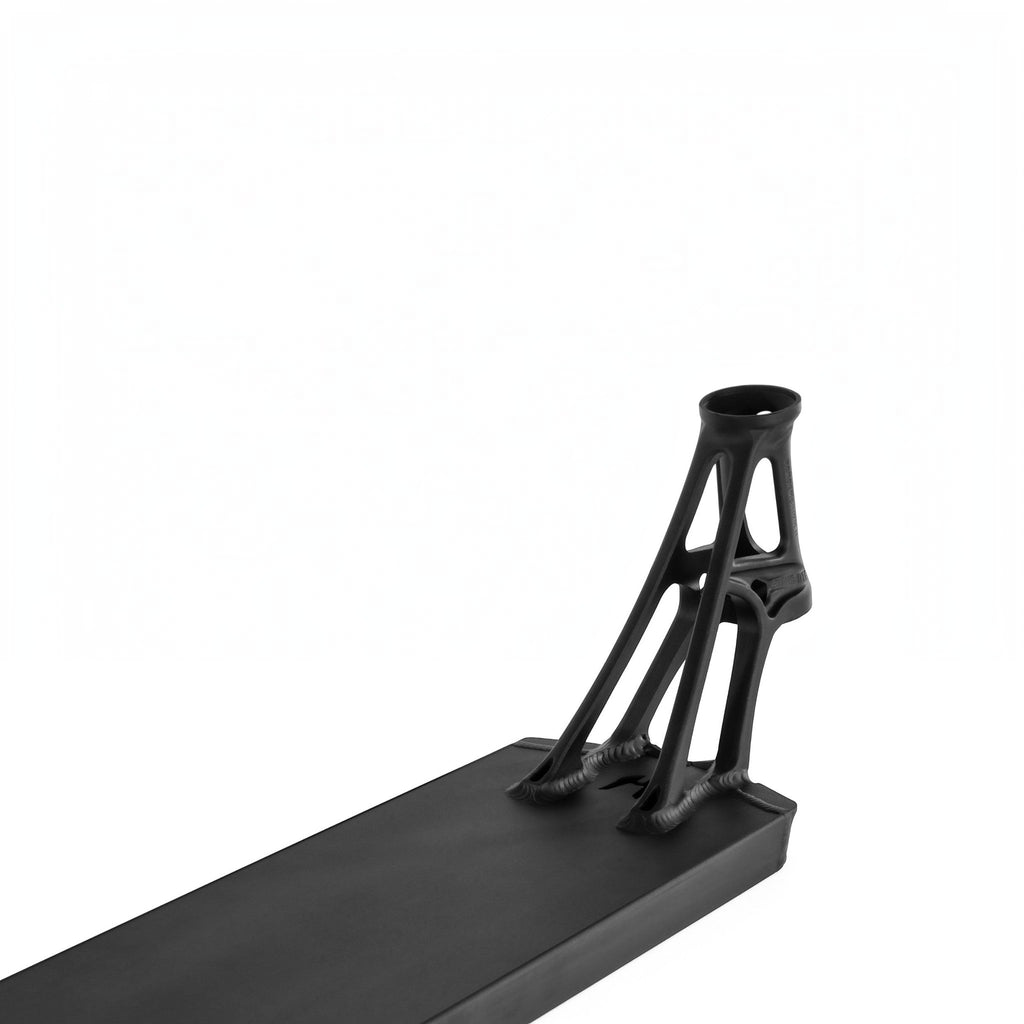 Deck de trottinette freestyle MOVEMENT SHOP noir mat en aluminium avec tube de direction renforcé pour skatepark